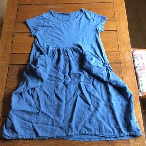 One size linen like dress with pockets